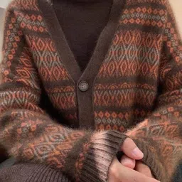 KPOP Women Fair Isle Printed Cardigan-picture-13