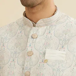 Manyavar Men Embroidered Woven Nehru Jacket image 2