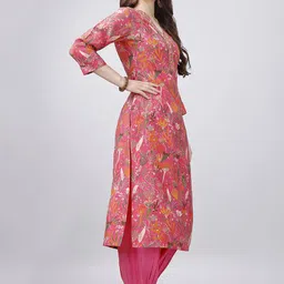 MOJILAA Women Floral Printed Regular Gotta Patti Kurta with Salwar image 3