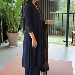 Moda Rapido Women Ethnic Motifs Yoke Design Kurta with Palazzos & Dupatta image 3