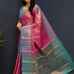 SILKWEAR Woven Design Zari Silk Cotton Kanjeevaram Saree image 3