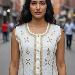 ZHOF Embellished Embroidered Cotton Crop Top image 5