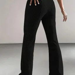 Next One Women Solid Flared High-Rise Trousers image 3