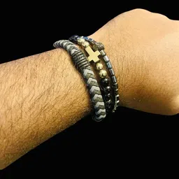 RAPPERSSHOP Men Cubic Zirconia Rhodium-Plated Wraparound Bracelet image 3