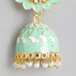 Anouk Gold Plated Beaded Enamelled Dome Shaped Jhumkas Earrings image 4