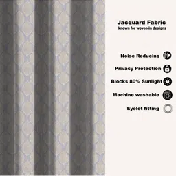 HOMEBREW FURNISHINGS Grey & White 2 Pieces Geometric Printed Door Curtains image 2