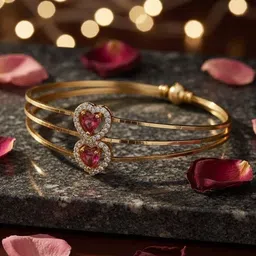 Jewelfy Set Of 2 Gold-Plated Artificial Stones Studded Bangle-Style Bracelet-picture-26