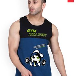 SLOWLORIS Men Pack Of 2 Printed Bio-Wash Combed Cotton Gym Vests-picture-41