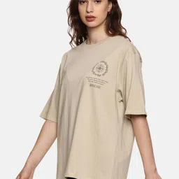 MORSE CODE Women Graphic Printed Round Neck Cotton Oversized T-shirt image 5