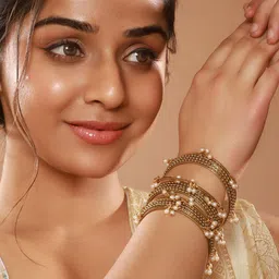 Jazz and Sizzle Set Of 12 Gold-Plated Artificial Beaded Bangles image 4