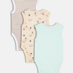 MINI KLUB Infant Boys Pack Of 3 Printed Sleeveless Bodysuit image 5
