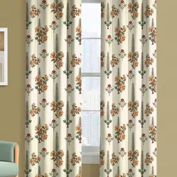 Steve & Anderson Indian Motifs Brown And White 2 Pieces Printed Long Door Curtain (9Feet)-picture-36