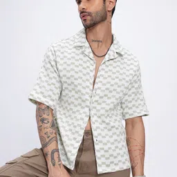 glitchez Geometric Weave Crochet Relaxed Shirt-picture-29