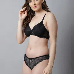 samvar Women Black,Maroon,Gold Cotton Bra Panty Set for Lingerie Set Undergarments Pack of 3 image 5