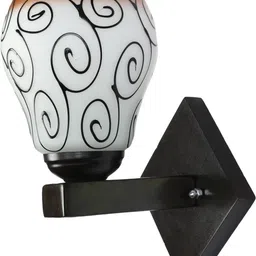 SOMIL Brown & Black Printed Wood Traditional Rectangle Shaped Wall Lamp image 4