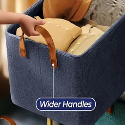 Sittella Blue Set of 4 Foldable Wardrobe Organizer with Durable Handle Stuff Storage Box image 4