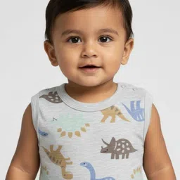 YK Infants Printed Cotton Sleeveless Rompers image 3