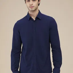 Being Human Men Classic Spread Collar Solid Cotton Casual Shirt-picture-19
