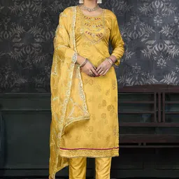 SAINOOR Embellished Semi-Stitched Dress Material-picture-38