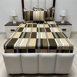 Pure Decor Lounge Fur Brown Printed 300TC Pure Cotton Single Bedsheet Set 1.73 m x 2.36 m image 3