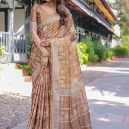 ALMAARI FASHION Ethnic Motifs Printed Pure Cotton Traditional Kanjeevaram Saree-picture-32