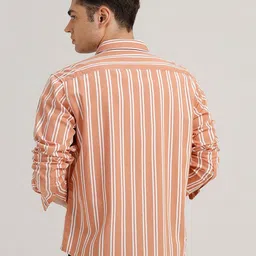 Basics Men India Slim Fit Vertical Striped Spread Collar Cotton Casual Shirt image 2