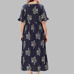 B2F Manufacturing & Designing Kurti Floral Print Puff Sleeve Maternity Fit & Flare Midi Dress image 4