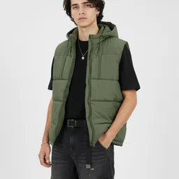 glitchez Padded Hooded Sleeveless Jacket-picture-39