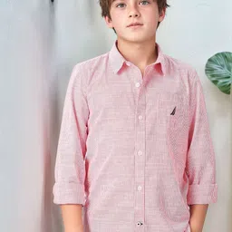 Nautica Boys Premium Fit Vertical Striped Spread Collar Cotton Casual Shirt-picture-20