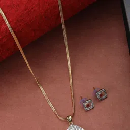 ANIKAS CREATION Gold-Plated American Diamond Stone-Studded Jewellery Set-picture-33