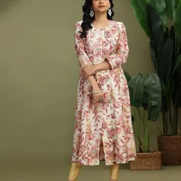 COTTON CULTURE Floral Printed Round Neck Straight Kurta-image-61