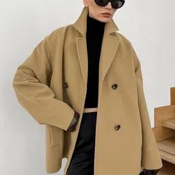 bebe Women Single-Breasted Notched Lapel Collar Overcoat image 2