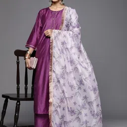 KSUT Women Yoke Design Regular Kurta with Trousers & With Dupatta-image-1