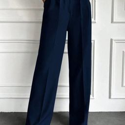 Next One Women Smart Straight Fit High-Rise Easy Wash Pleated Trousers-image-100