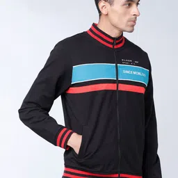 HIGHLANDER Men Typography Printed High Neck Cotton Front-Open Sweatshirt image 3