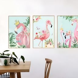 INDIAN ROYALS Pink & Green Flamingo Bird Printed Self-Adhesive & Durable Wall Sticker-picture-38