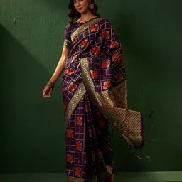 SHADOW & SAINING Ethnic Motifs Zari Banarasi Saree-picture-37