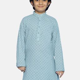 SG YUVRAJ Boys Embroidered Chikankari Khadi Kurta-picture-11
