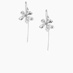 VAGHBHATT Silver-Plated Floral Shaped Chinese-Style Iris Dangling Drop Earrings image 5