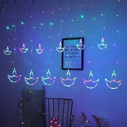 meira jewellery 138 LEDs 3.11 m Multicolor Flickering, Steady Diya Rice Lights-picture-12