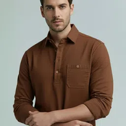 Navkanj Men Solid Cotton Short Kurta image 4