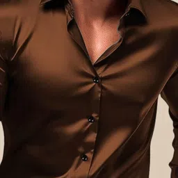 INDOPRIMO Men Solid Spread Collar Satin Formal Shirt image 4