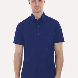 BASE 41 Men Custom Fit Solid Spread Collar Casual Shirt-picture-21