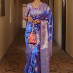 SWAMI STUDIO Ethnic Motifs Zari Pure Silk Banarasi Saree image 4