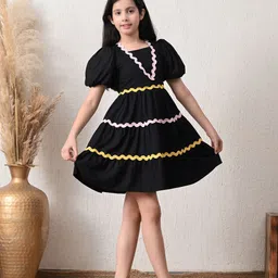 Sangria Girls Pure Cotton Short All Over Lace Applique Fit & Flare Dress-picture-21