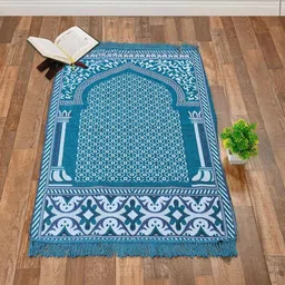 Furnishing Hut Turquoise Blue & White Floral Printed Floor Mat-picture-18