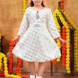 Muhuratam Girls Pure Wool Fit and Flare Dresses image 4