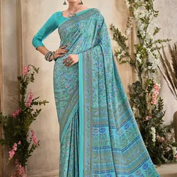 LeeliPeeri Designer Floral Poly Crepe Saree-image-84