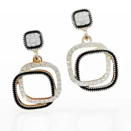 rappersshop Square Layered Black Drop Earrings Alloy Drops & Danglers image 2
