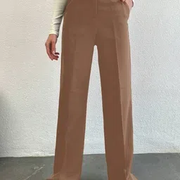 Next One Women Smart Straight Fit High-Rise Easy Wash Pleated Trousers-image-40